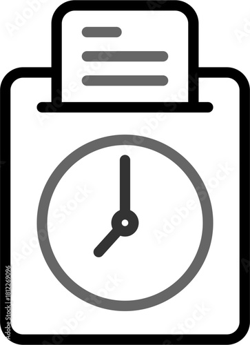 Simple black gray job office punch card working hours attendance icon symbol sign in line art outline style vector