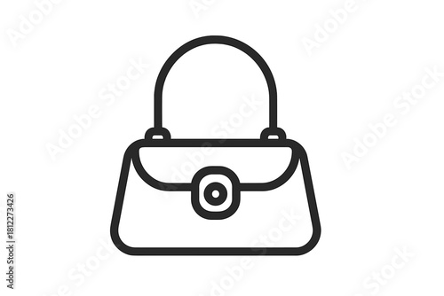 Classic women's handbag or purse featuring a curved top handle and circular closure