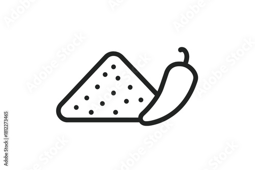 Spicy seasoning powder and hot chili pepper icon for food and cooking themes