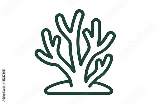 Simple outline of branching coral structure for marine life and underwater themes