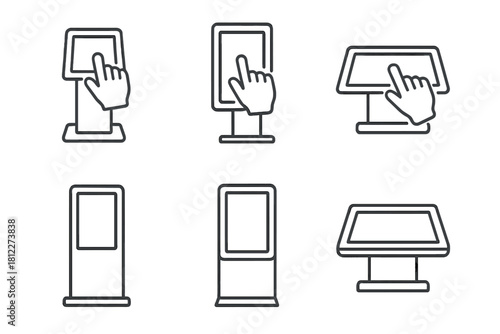 Interactive touchscreen kiosk and digital display icons for public information systems
