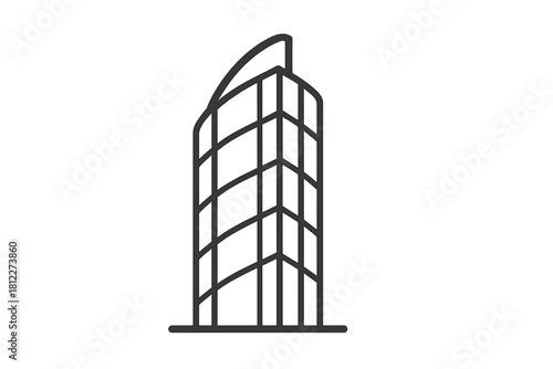Modern architectural skyscraper building outline icon representing urban development