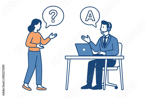 Customer service representative answering a client's question during a consultation
