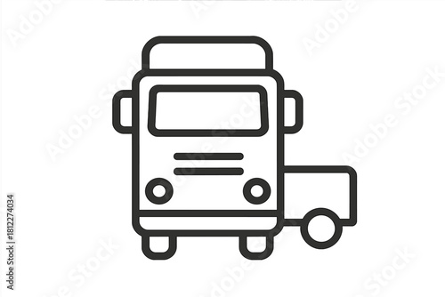 Minimalist large commercial truck cab and trailer for shipping and delivery concepts