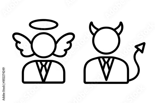 Angel and Devil Avatars Symbolizing Moral Dilemma and the Conflict Between Good and Evil