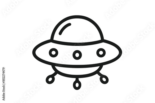 Minimalist line art icon depicting a classic flying saucer UFO spaceship design