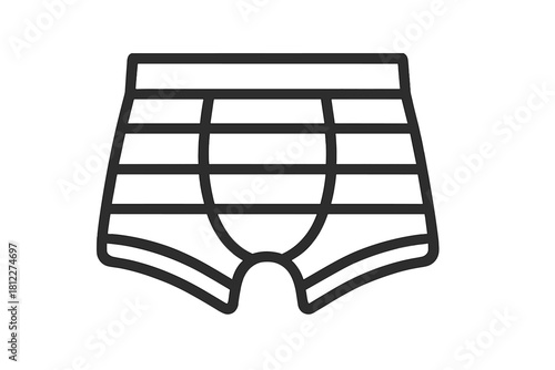 Minimalist black outline icon representing men's boxer briefs or underpants