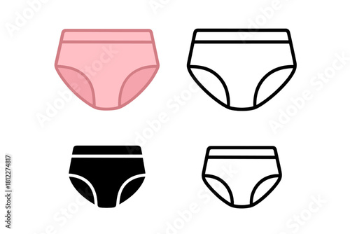 Four different styles of high-waisted women's briefs icons including glyph and outline