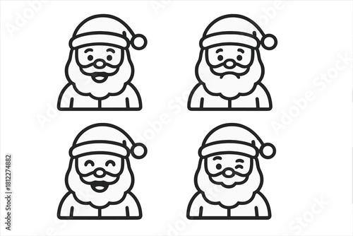 Wallpaper Mural Minimalist line art icons of Santa Claus heads displaying various facial expressions Torontodigital.ca