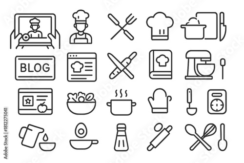 Essential kitchen tools and cooking equipment for food preparation and culinary design