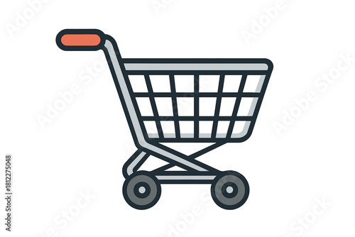 Modern stylized shopping cart symbol representing e-commerce and consumer purchasing activity