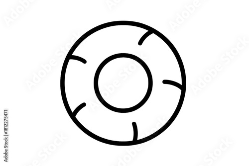 Minimalist black line life preserver ring symbol for emergency water rescue