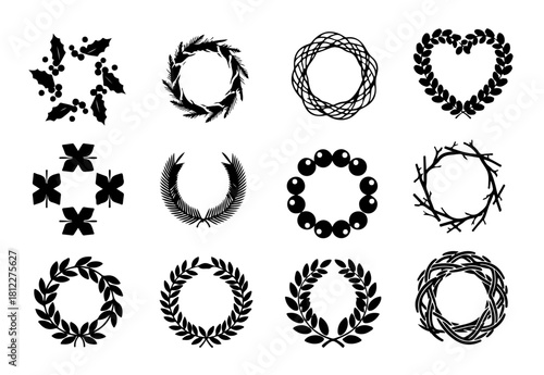 Elegant wreath set perfect for holiday designs, invitations, and crafting projects, ready to customize