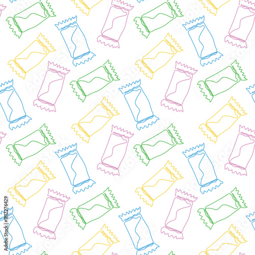 Cute colorful Candies seamless pattern. Trendy design for wallpaper, fabric, textile, print, wrapping paper or package design.