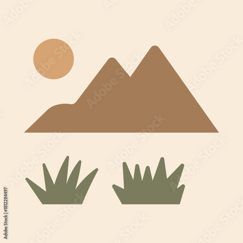 Minimal Mountain Landscape Illustration  Flat Nature Scene Vector  Simple Outdoor Design