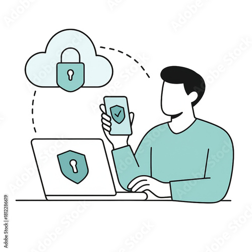 Man using cloud shield cybersecurity