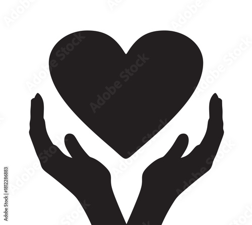 Hand hold heart. vector illustration	
