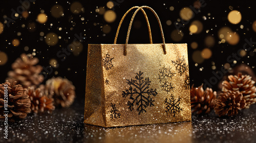 Happy Christmas shopping bag. Christmas x-mas and holiday sales