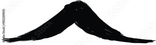 Black hand-drawn men's point beard vector illustration. Transparent background. Simple mustache design for logos. 