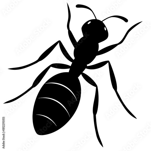 Black ant silhouette with segmented body and antennae 1