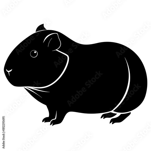 Black guinea pig silhouette with white outline rodent