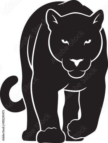 Black Panther Walking Silhouette Vector Illustration