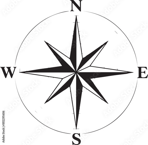 Compass Rose with Cardinal Directions North South East West.