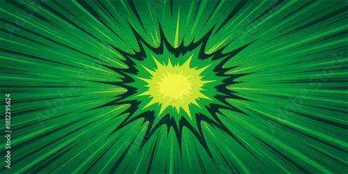 Abstract green burst background with yellow center for energy and vitality