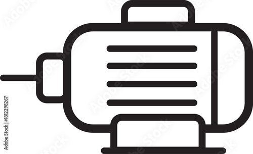Simple black and white icon of an electric motor