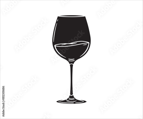 Elegant wine glass silhouette illustration on a white background design