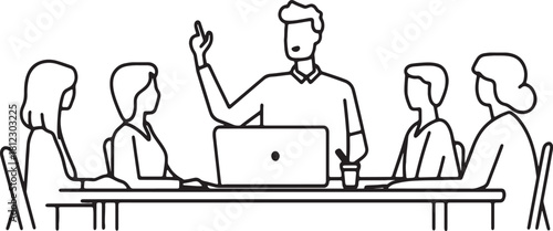 A team meeting with a presenter isolated on