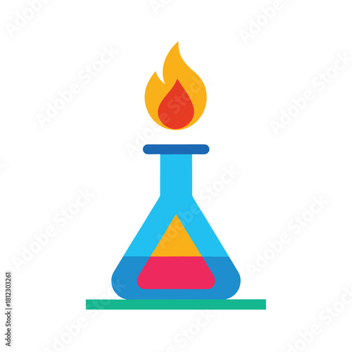 Colorful Bunsen Burner Flame Vector Icon