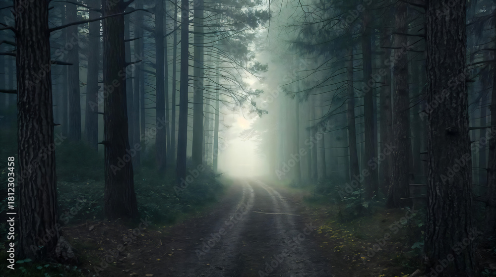 Fototapeta premium Misty Morning Forest Path