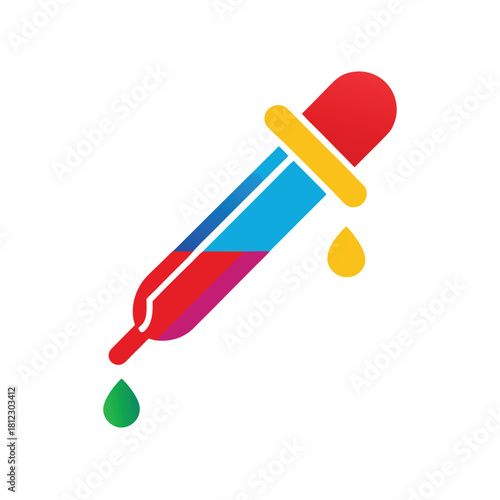 Colorful Chemical Dropper Pipette Vector Icon