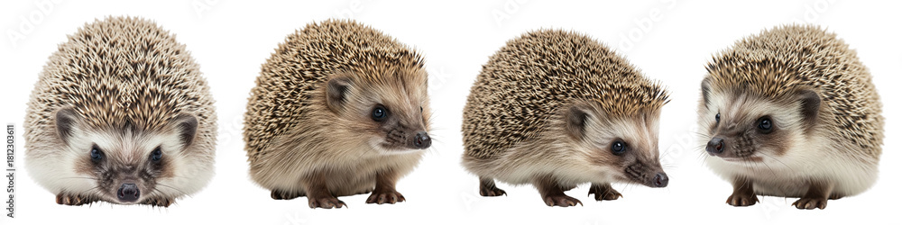Fototapeta premium Set of Hedgehogs isolated on white