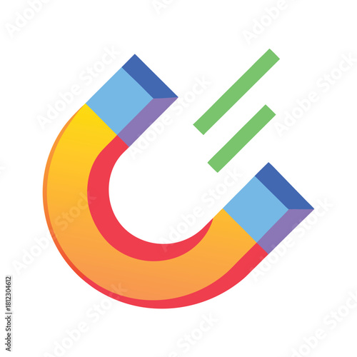 Colorful Horseshoe Magnet Vector Icon