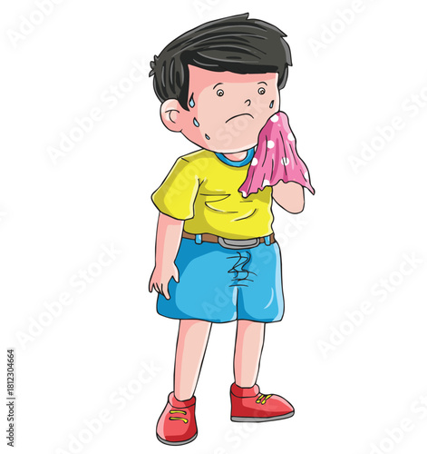 Cute cartoon had draw vector hot weather clipart.