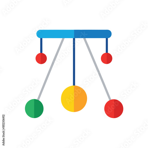 Colorful Physics Pendulum Balls Vector Icon