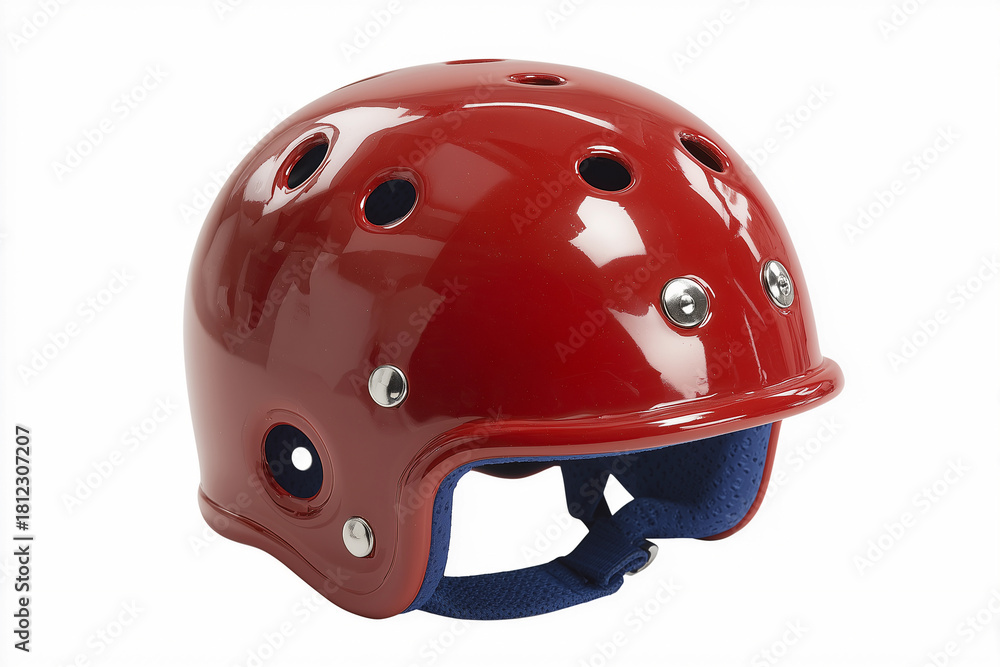 Fototapeta premium Protective skating helmet featuring glossy finish and ventilation for enhanced safety during sports activities outdoors