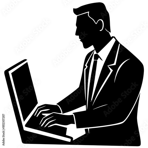businessman working on laptop