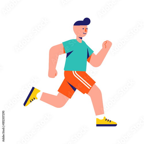 Man running with energy and determination for fitness.