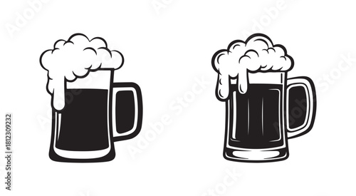 Frothy Beer Mug Clipart Set for Pub, Bar Menu and Party Drink Designs