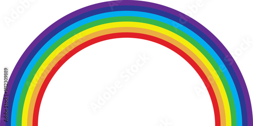 Simple Semi-Circular Rainbow Arch on White Background