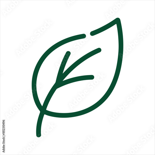Simple green leaf icon symbolizing nature growth and environmental sustainability