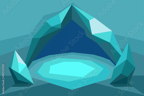 Low Poly Tropical Crystal Cave Landscape