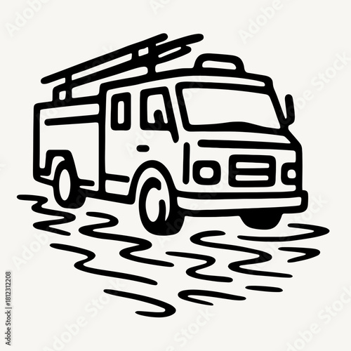 Firetruck in flooded street