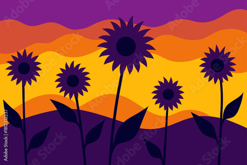 Tall Sunflowers Swaying Under Dramatic Evening Sky