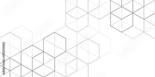 White background from cubes and lines. Linear geometric drawing. Abstraction, Vector illustration.