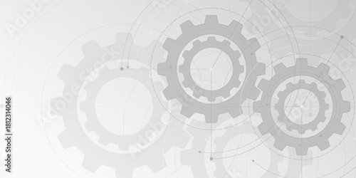Technological white background. New technologies. Gears. Engineering industry. Vector illustration .