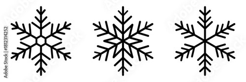 Vector art of collection of snowflake icons icon on. Vector line icon. Collection of different form snowflakes vector icon. Vector illustration of snowflakes icon set on transparent background.
